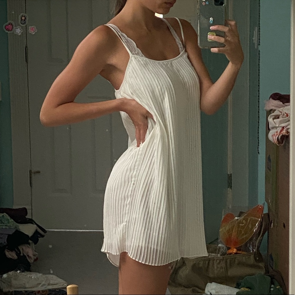 aerie pleated chiffon strap dress